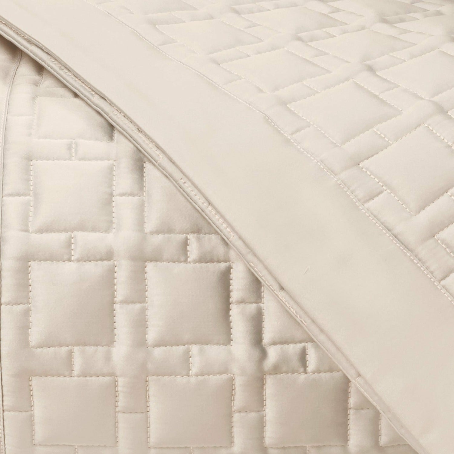 Home Treasures Square Pattern Quilted Bedding Ecru Fine Linens