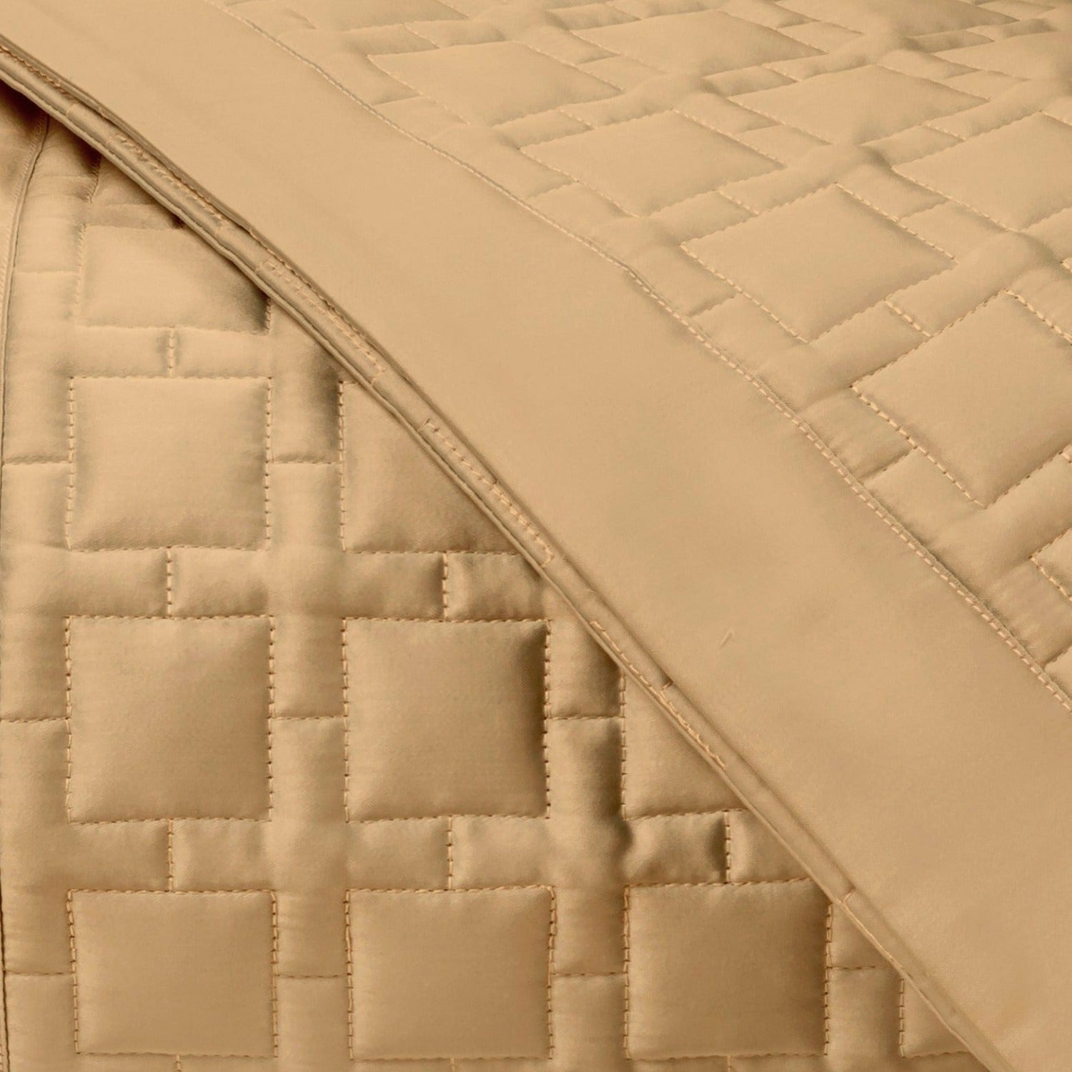 Home Treasures Square Pattern Quilted Bedding Gold Fine Linens
