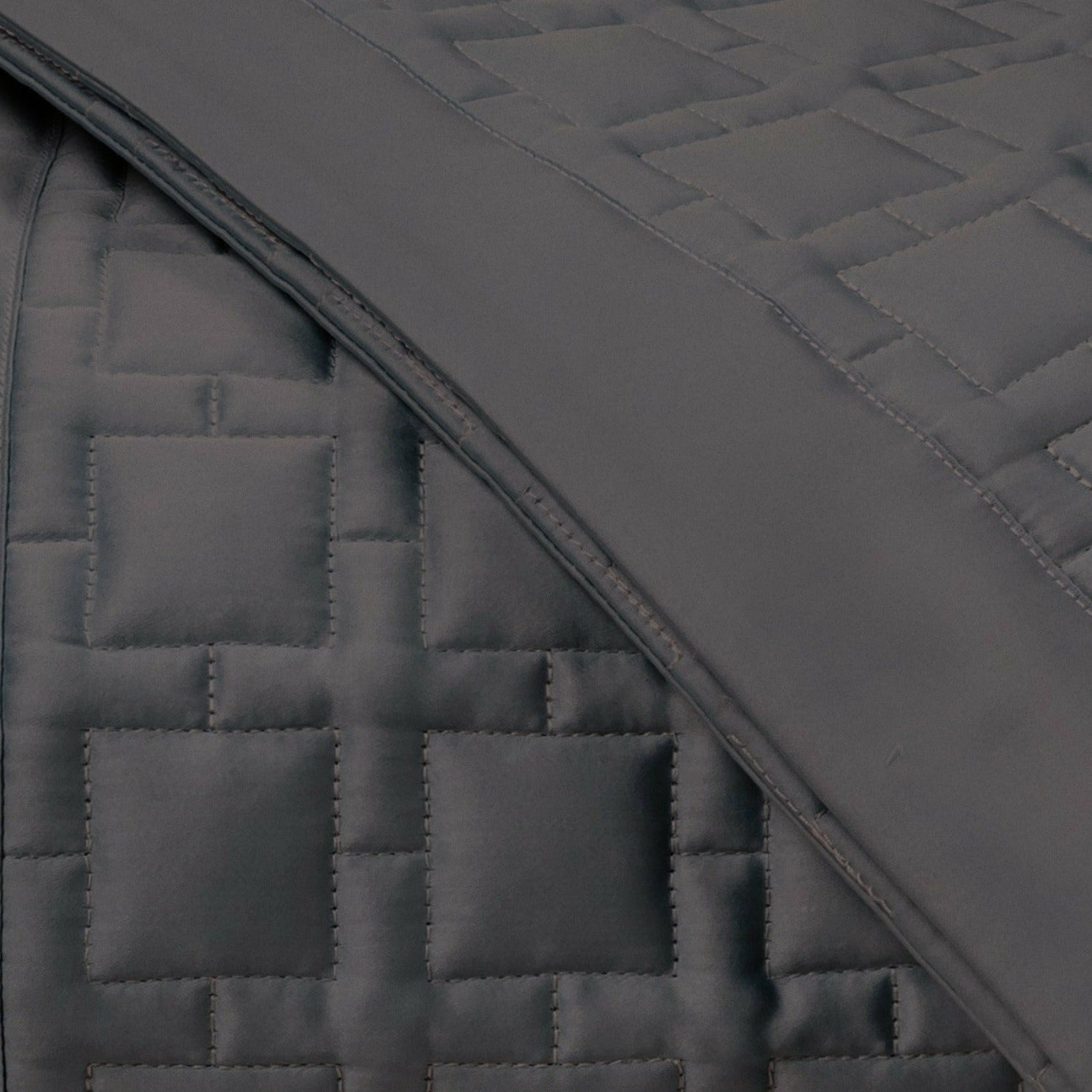 Home Treasures Square Pattern Quilted Bedding Grisaglia Gray Fine Linens