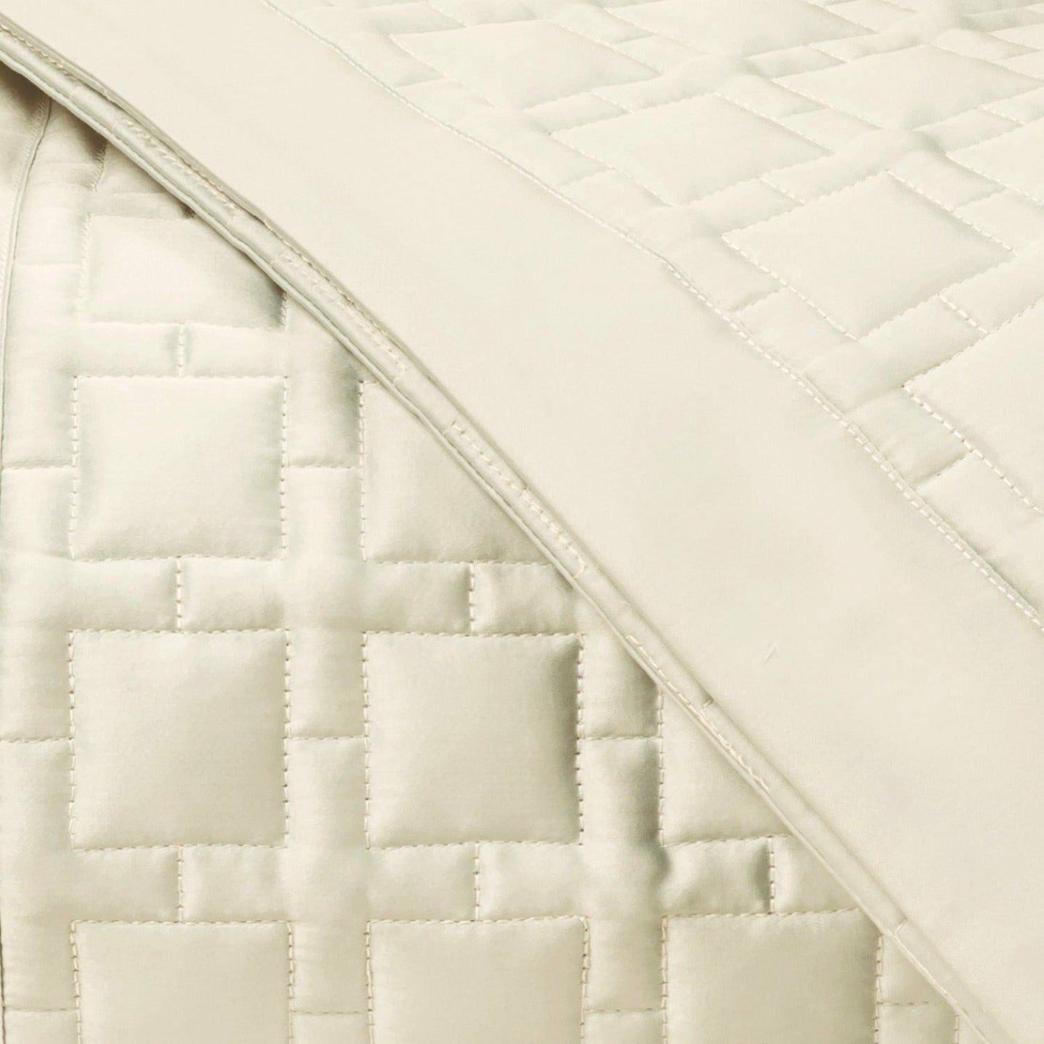 Home Treasures Square Pattern Quilted Bedding Ivory Fine Linens