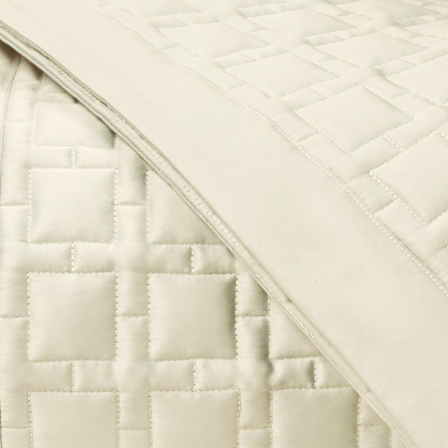 Home Treasures Square Pattern Quilted Bedding Khaki Fine Linens