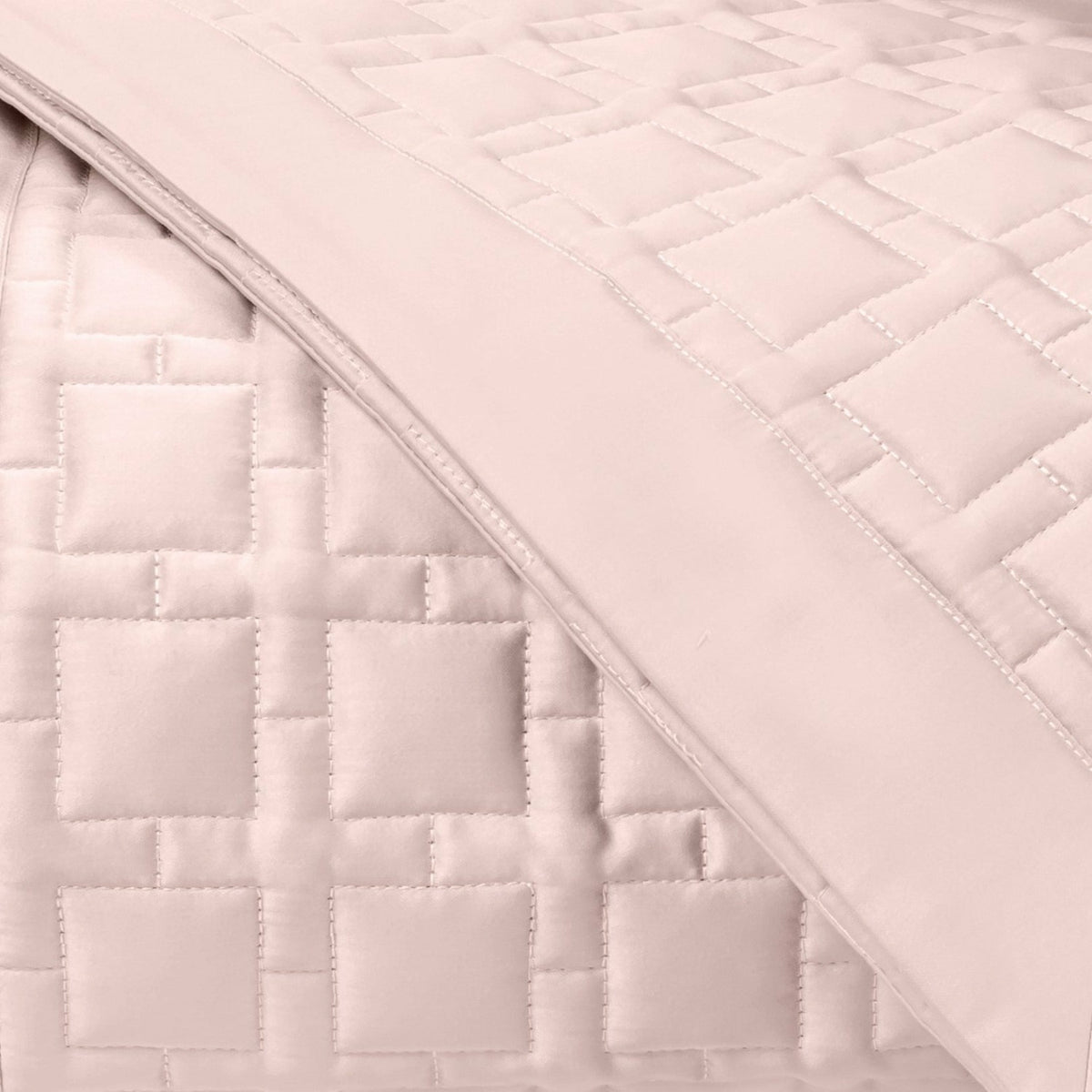 Home Treasures Square Pattern Quilted Bedding Swatch Light Pink Fine Linens