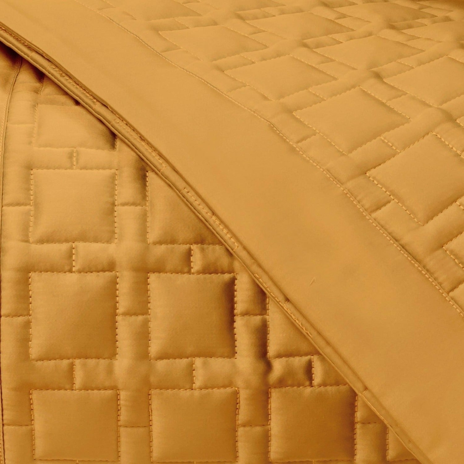 Home Treasures Square Pattern Quilted Bedding Marigold Fine Linens