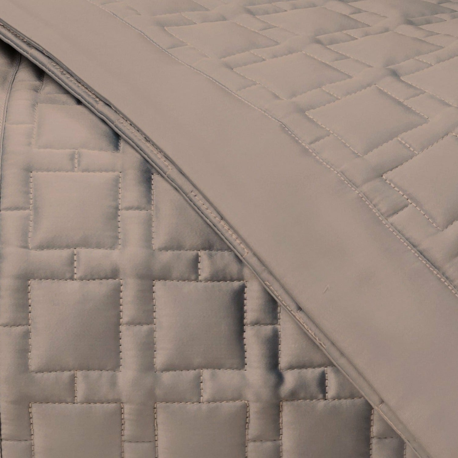 Home Treasures Square Pattern Quilted Bedding Mist Gray Fine Linens