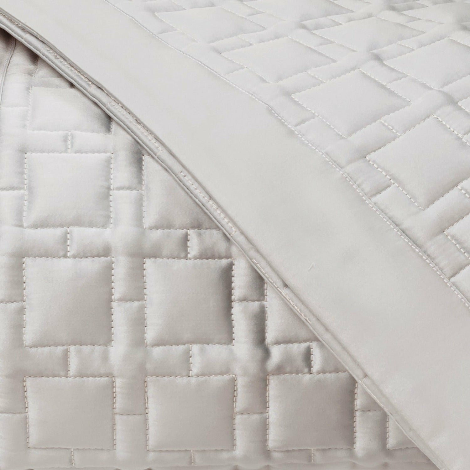 Home Treasures Square Pattern Quilted Bedding Oyster Fine Linens