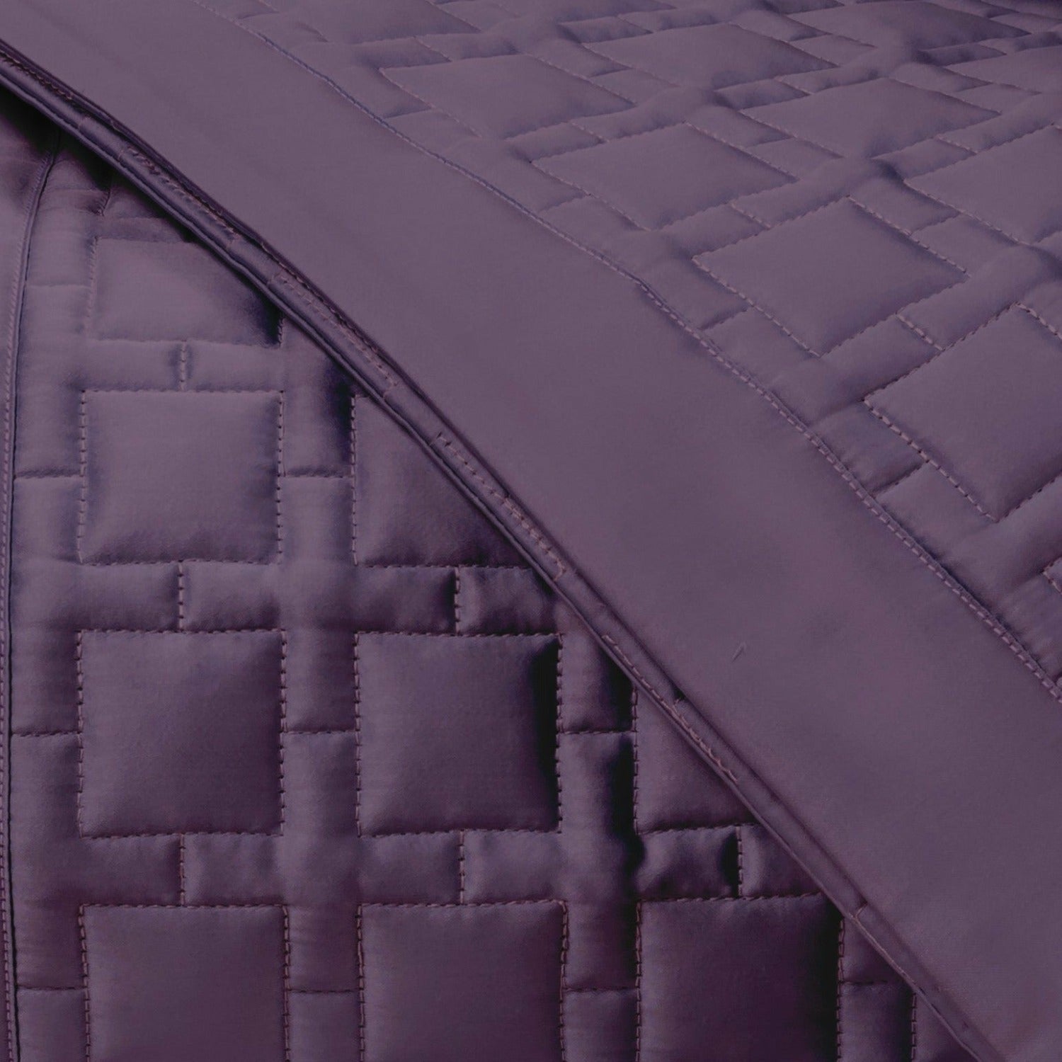 Home Treasures Square Pattern Quilted Bedding Purple Fine Linens