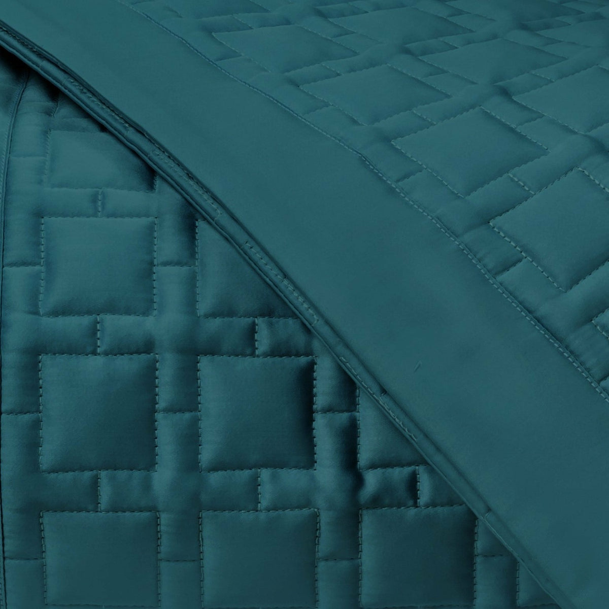Copy of Home Treasures Square Pattern Quilted Bedding Swatch Teal Fine Linens
