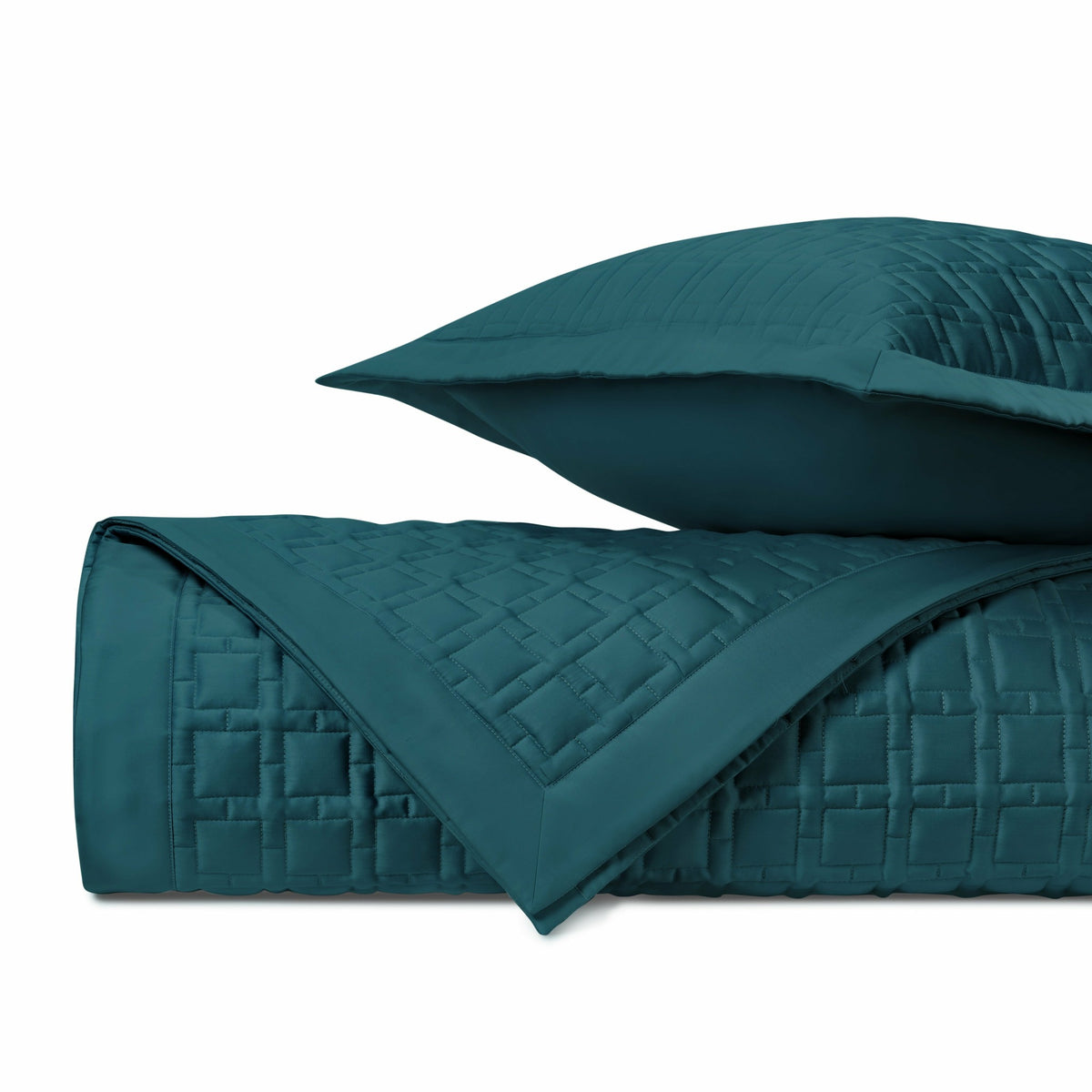 Copy of Home Treasures Square Pattern Quilted Bedding Teal Fine Linens