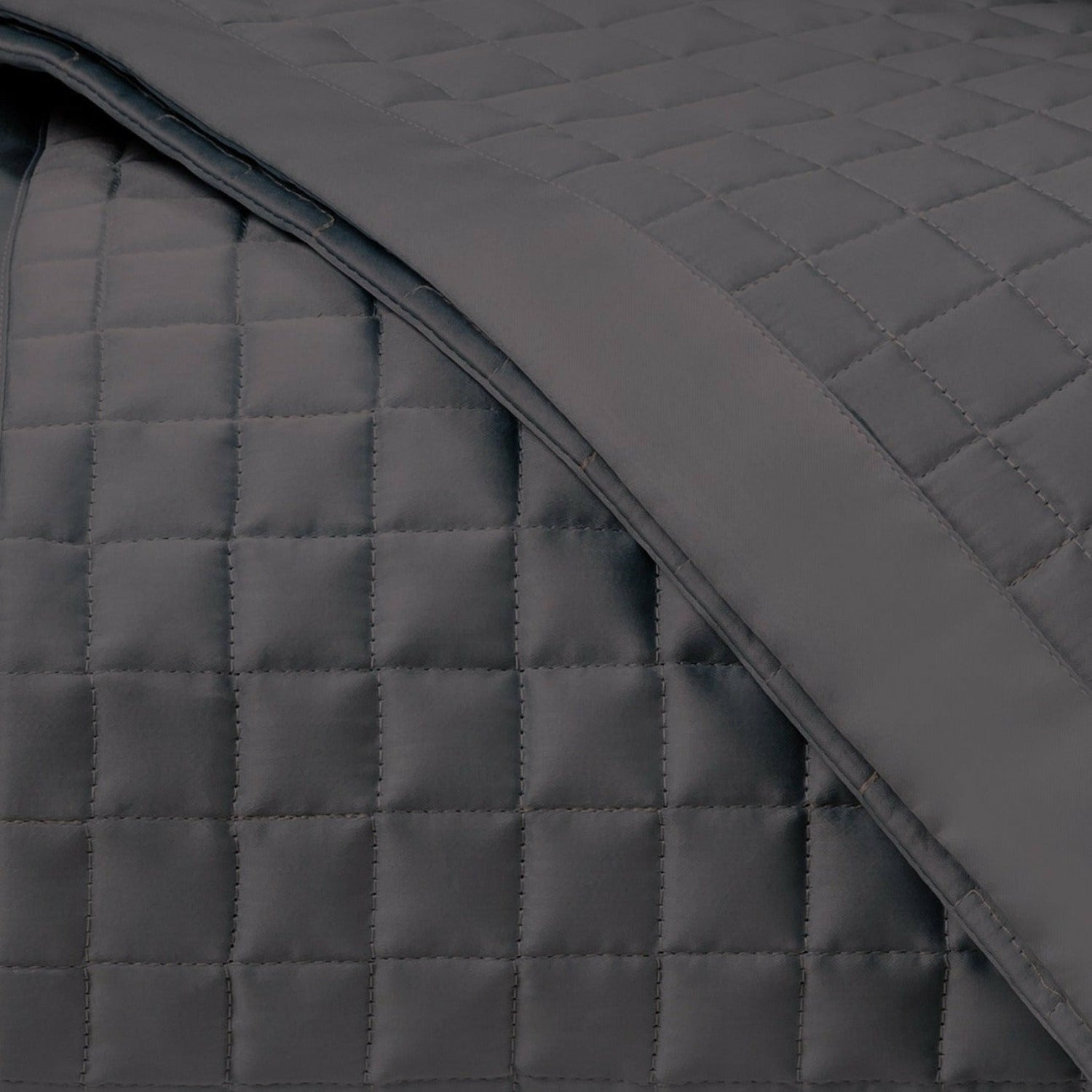 Home Treasures Time Square Pattern Quilted Bedding Grisaglia Gray Fine Linens