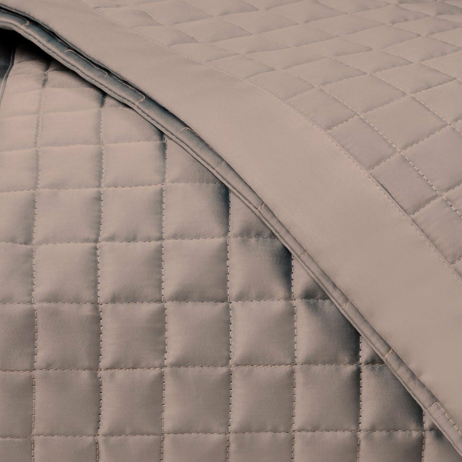 Home Treasures Time Square Pattern Quilted Bedding Mist Gray Fine Linens