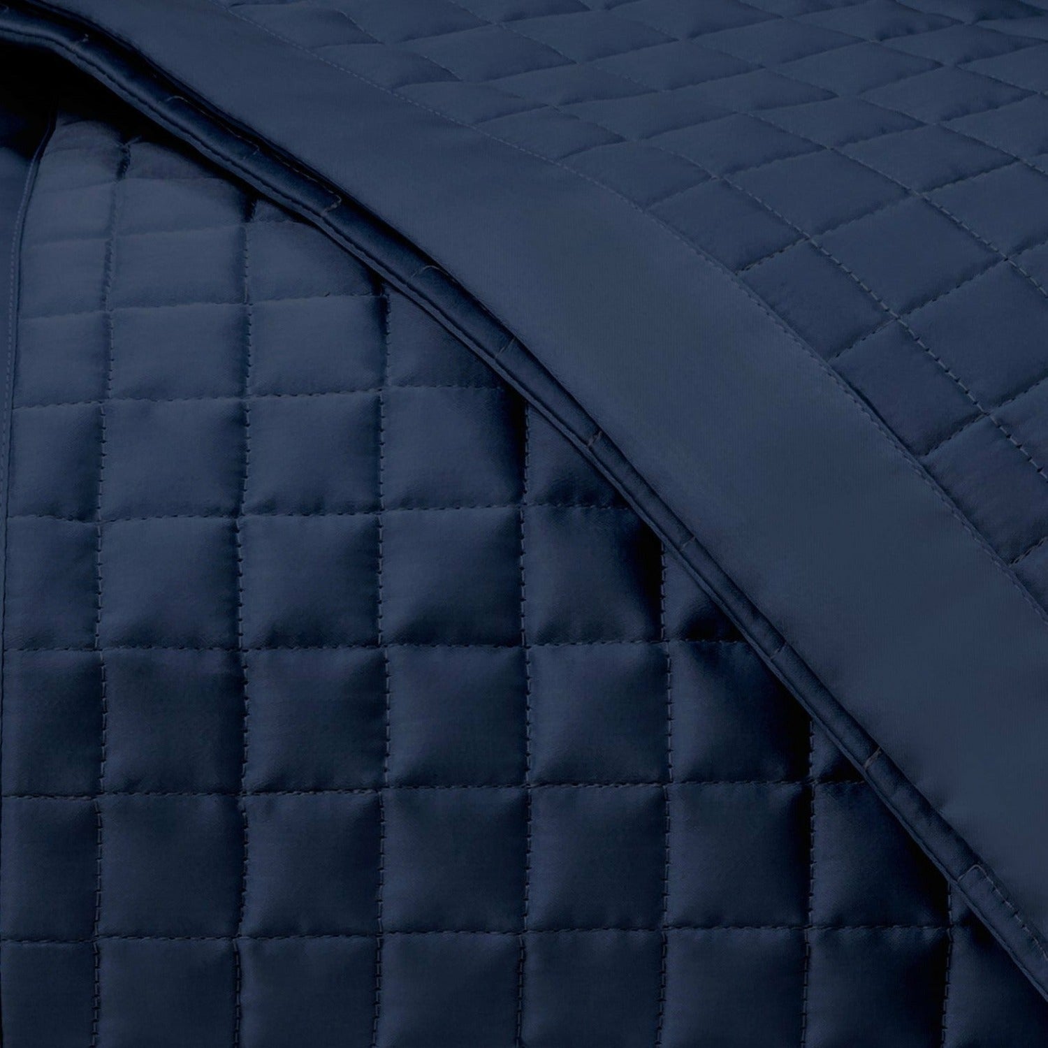 Home Treasures Time Square Pattern Quilted Bedding Navy Blue Fine Linens