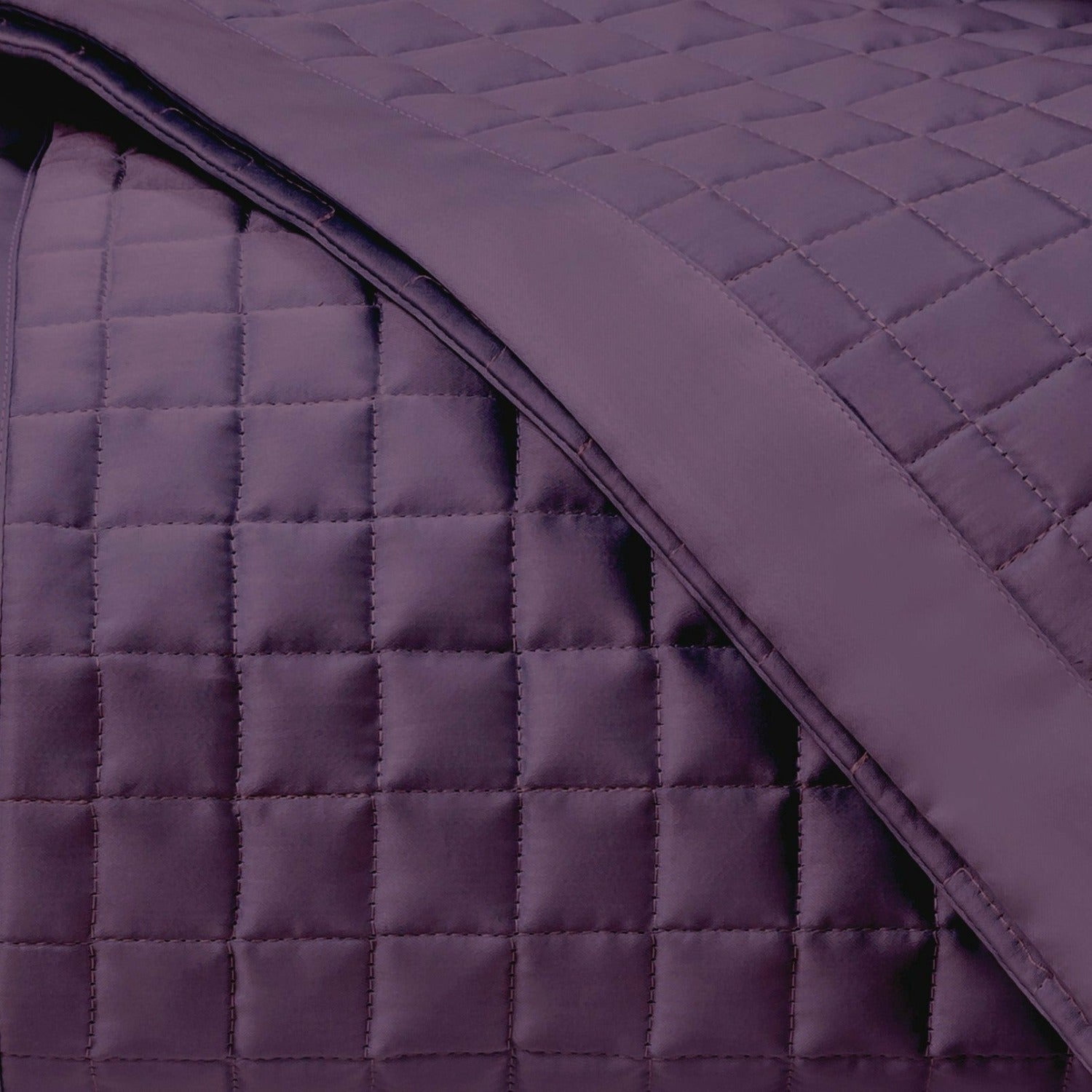 Home Treasures Time Square Pattern Quilted Bedding Purple Fine Linens