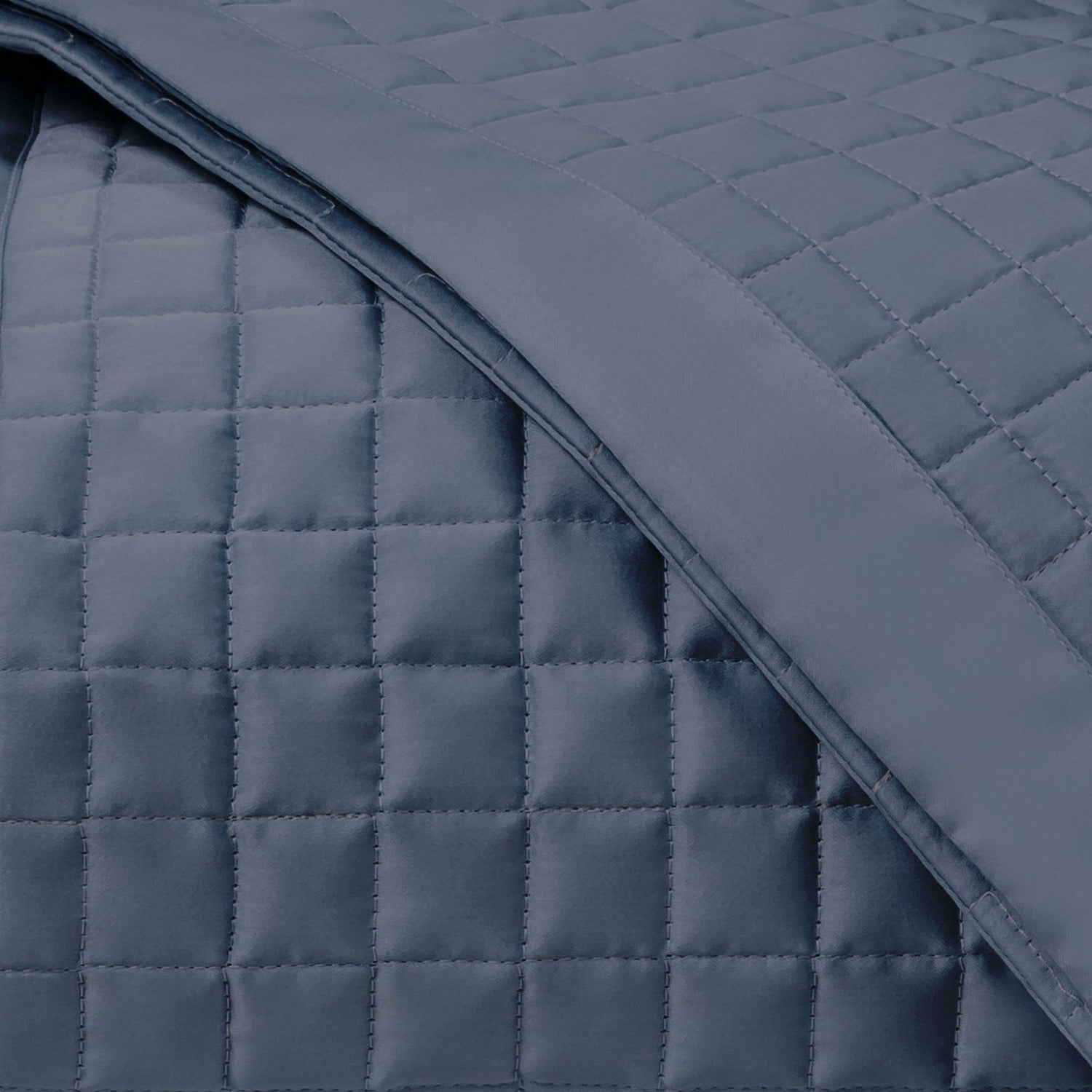 Home Treasures Time Square Pattern Quilted Bedding Stone Blue Fine Linens