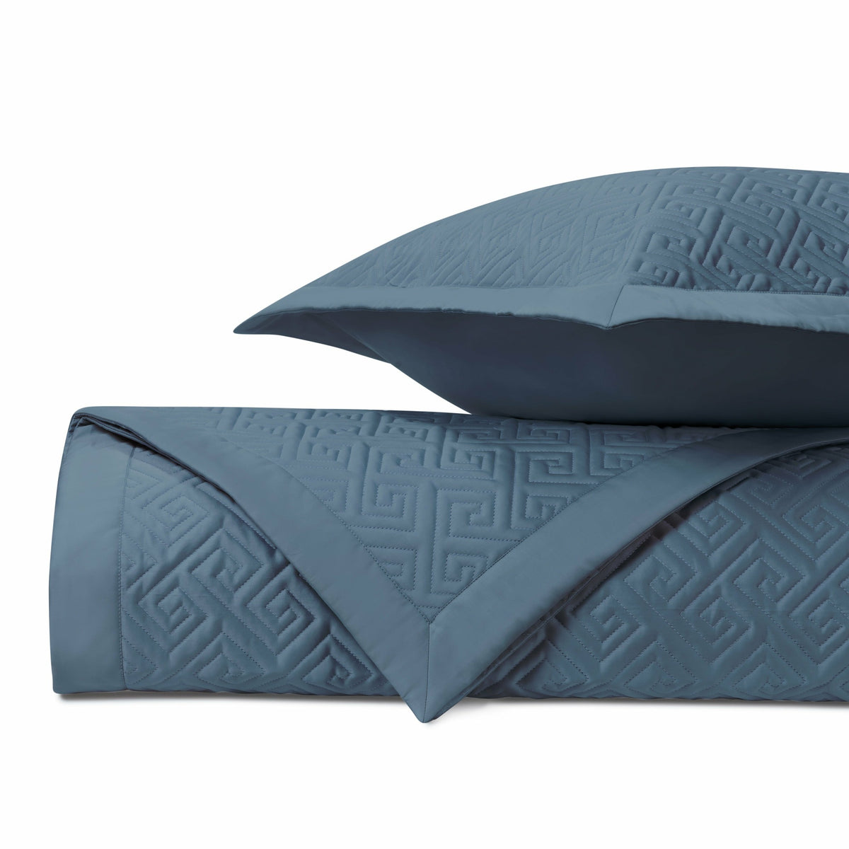Home Treasures Troy Quilted Bedding Slate Blue Fine Linens