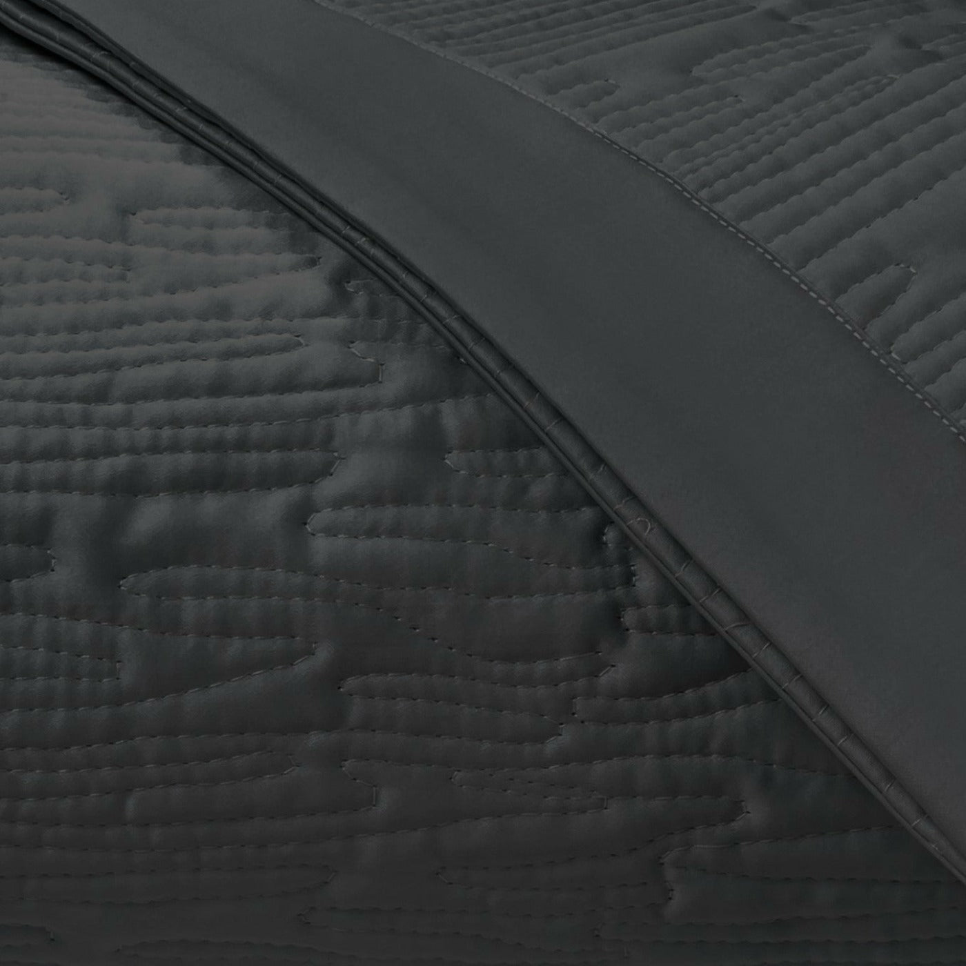 Home Treasures Wave Pattern Quilted Bedding Black Fine Linens