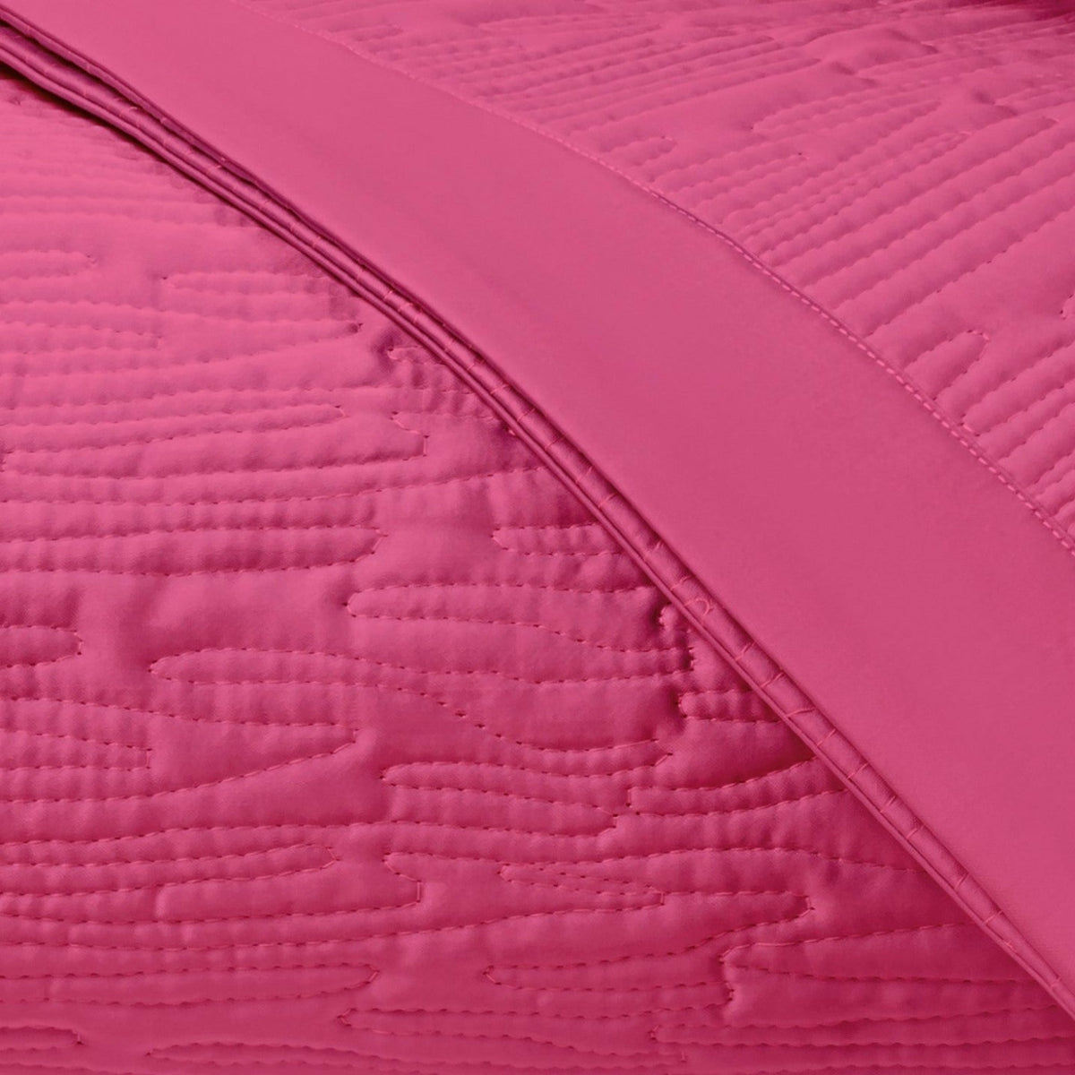Home Treasures Wave Pattern Quilted Bedding Swatch Bright Pink Fine Linens