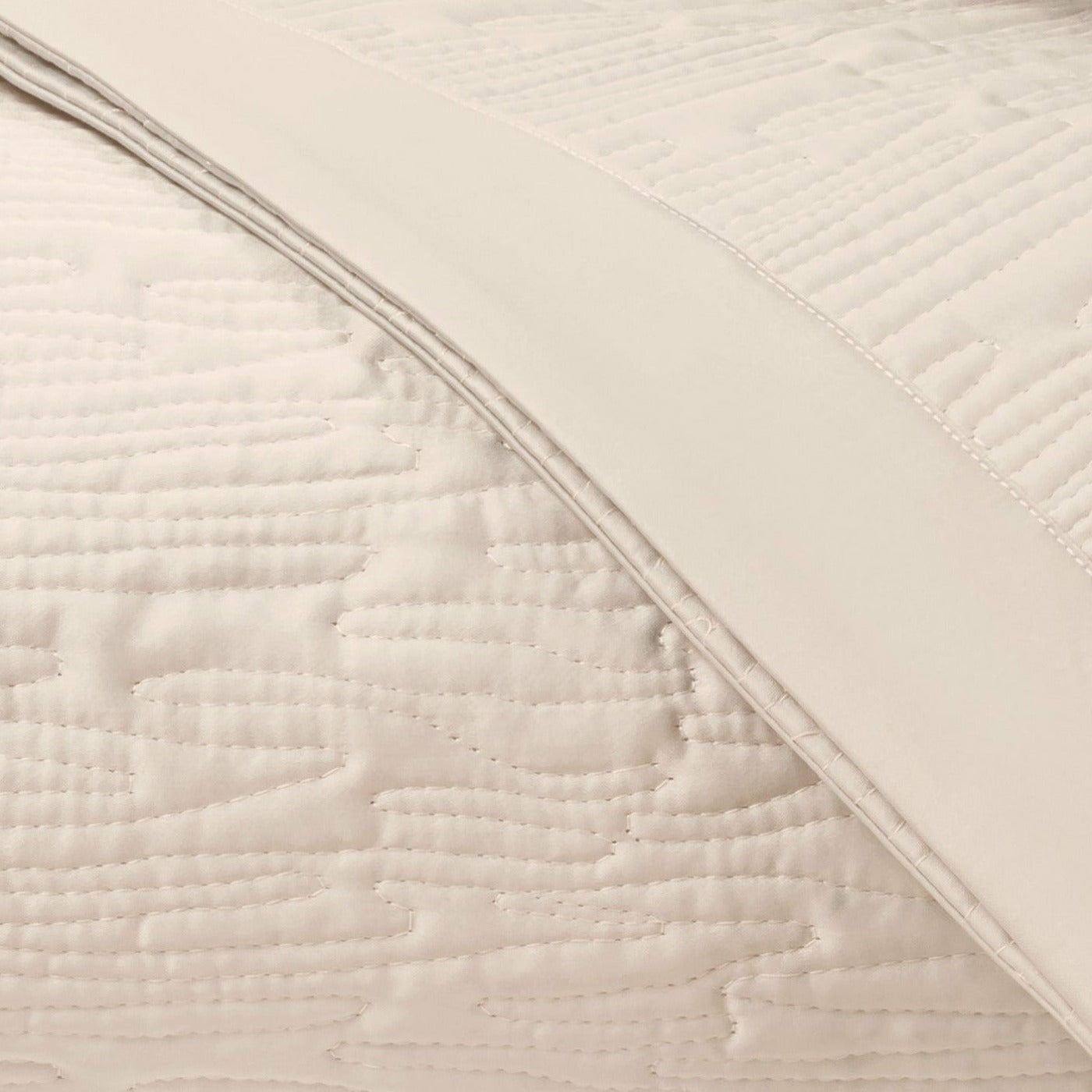 Home Treasures Wave Pattern Quilted Bedding Ecru Fine Linens