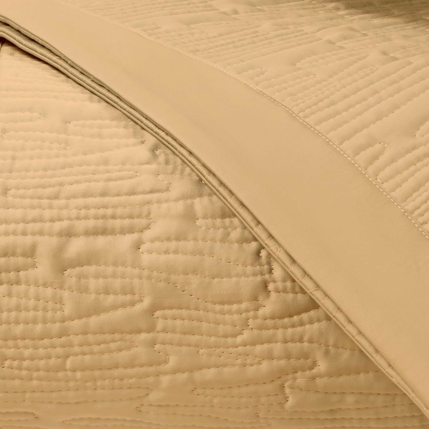 Home Treasures Wave Pattern Quilted Bedding Gold Fine Linens