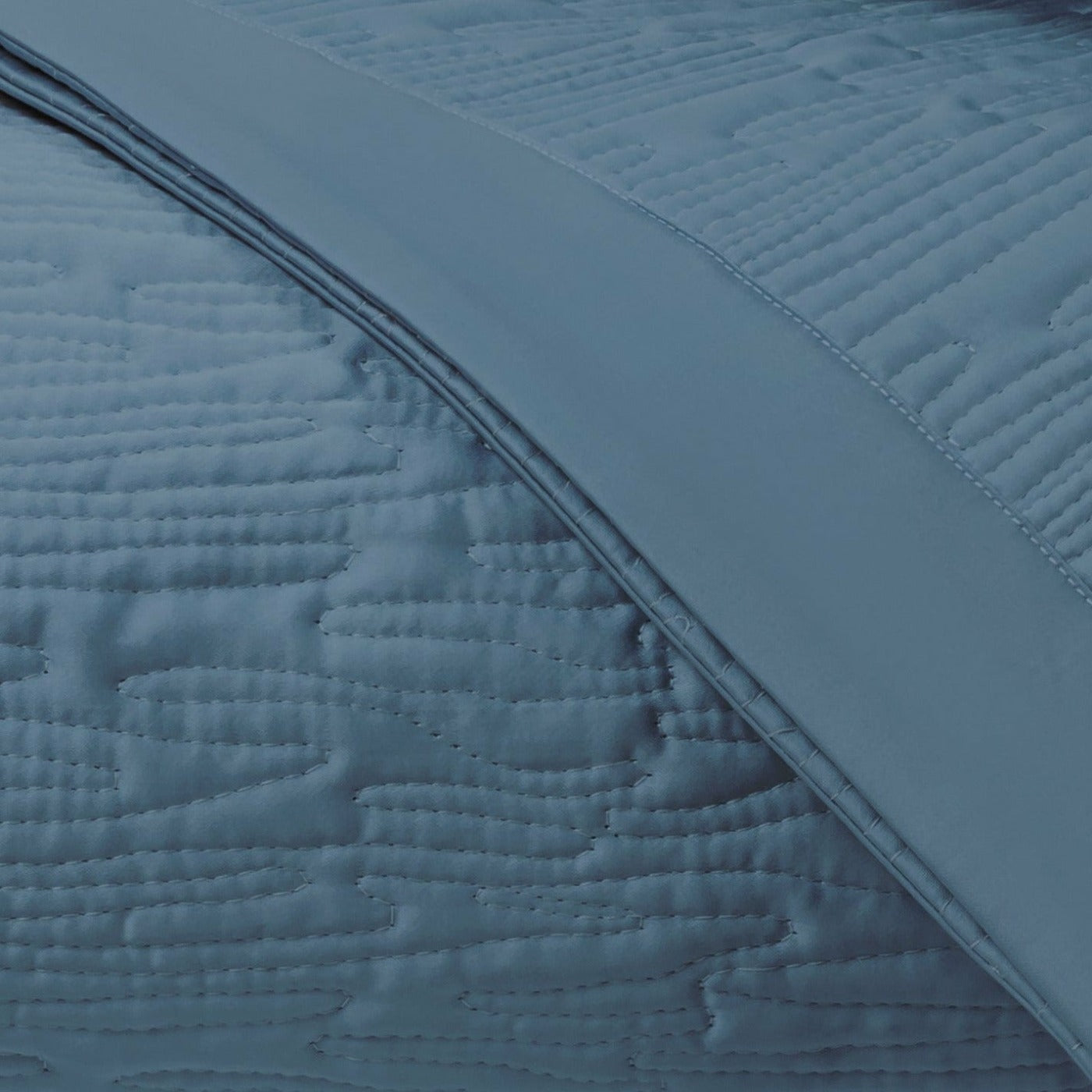 Home Treasures Wave Pattern Quilted Bedding Slate Blue Fine Linens