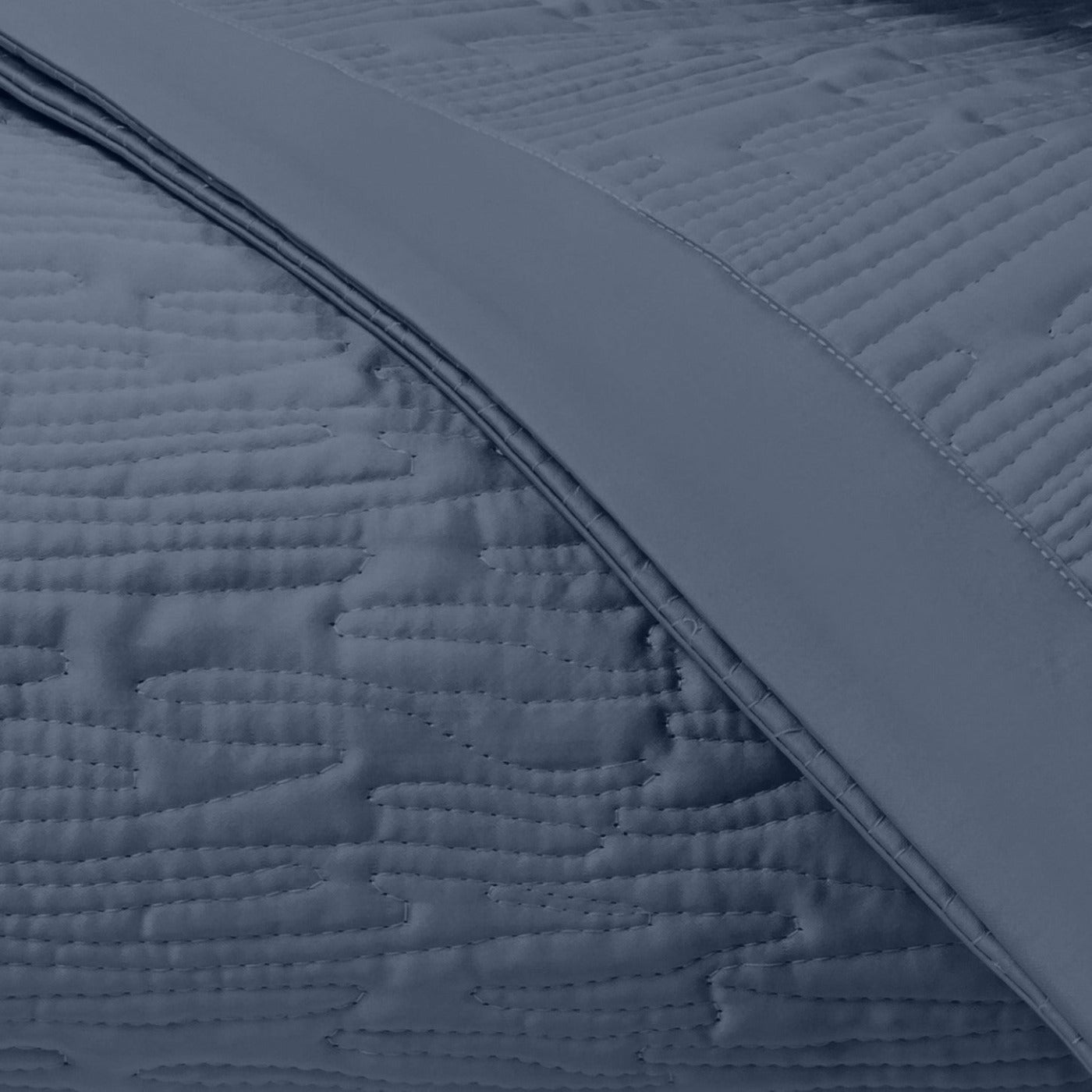 Home Treasures Wave Pattern Quilted Bedding Stone Blue Fine Linens