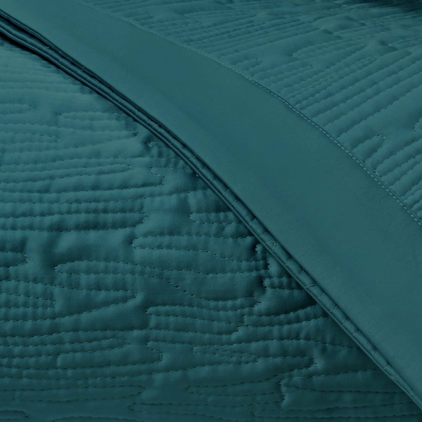 Home Treasures Wave Pattern Quilted Bedding Teal Fine Linens