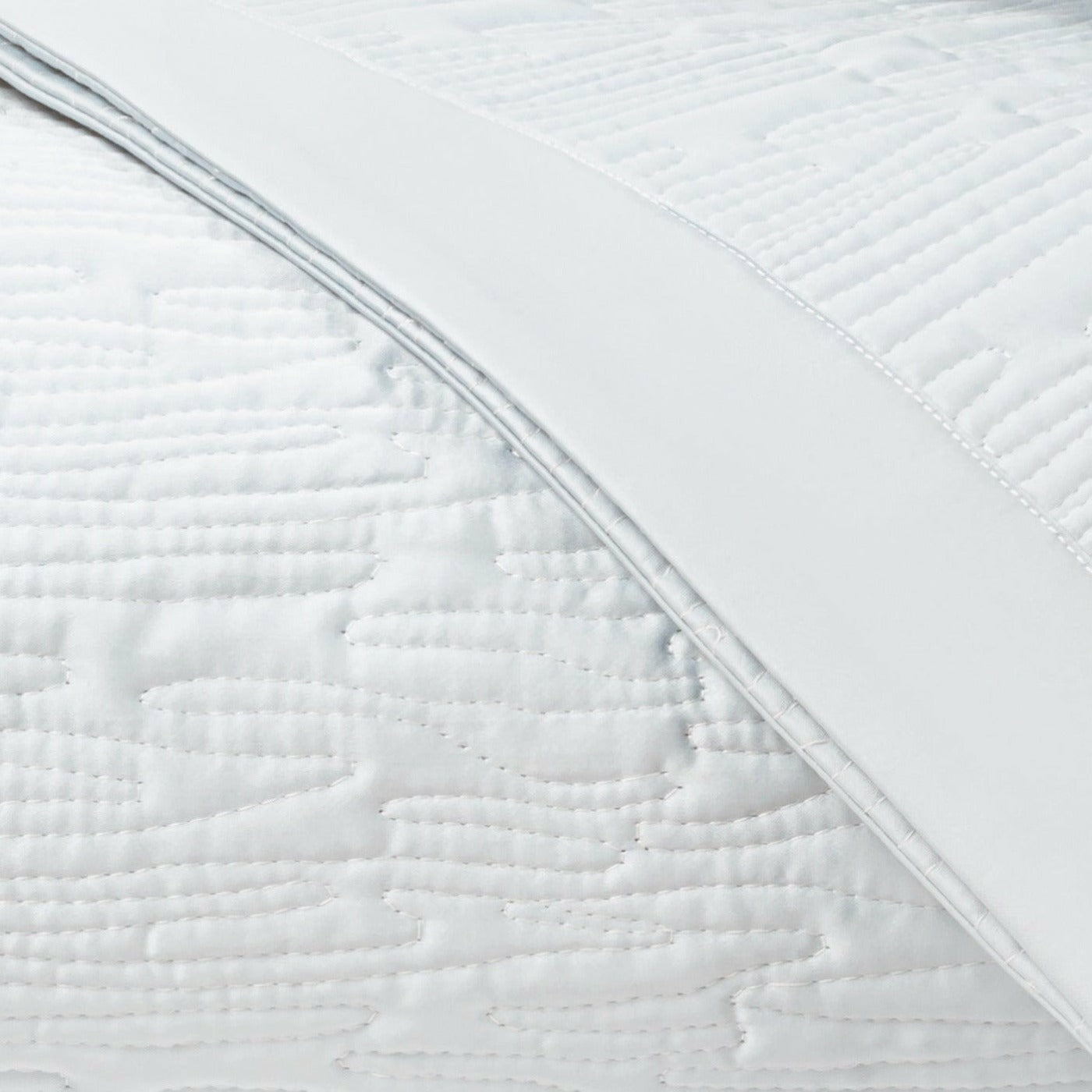 Home Treasures Wave Pattern Quilted Bedding White Fine Linens