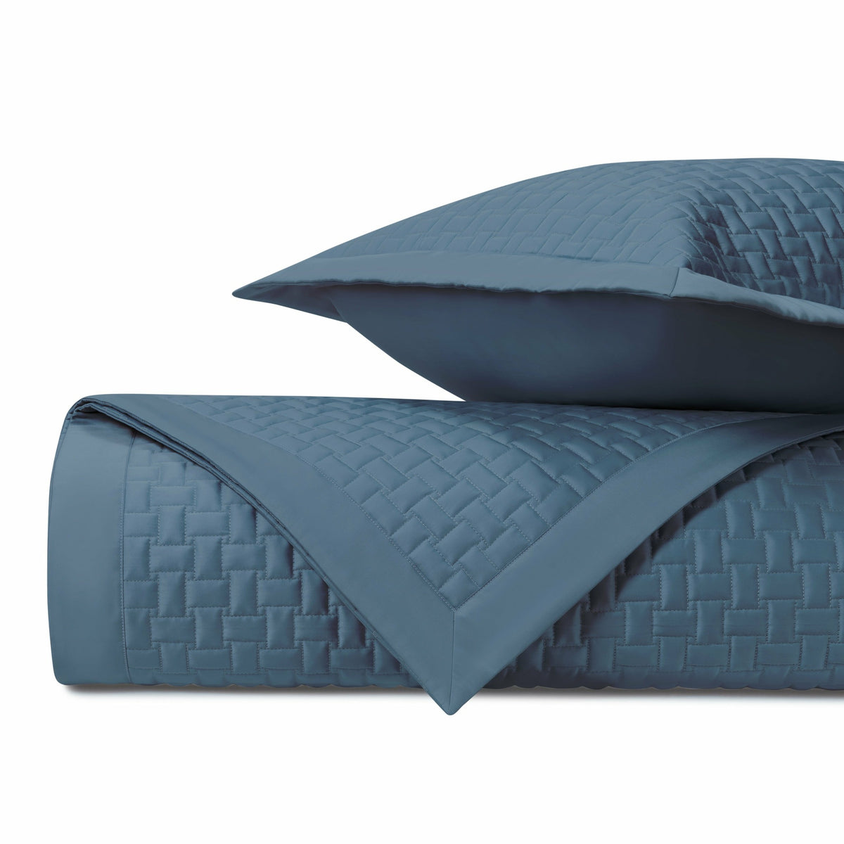 Home Treasures Wicker Quilted Bedding Slate Blue Fine Linens