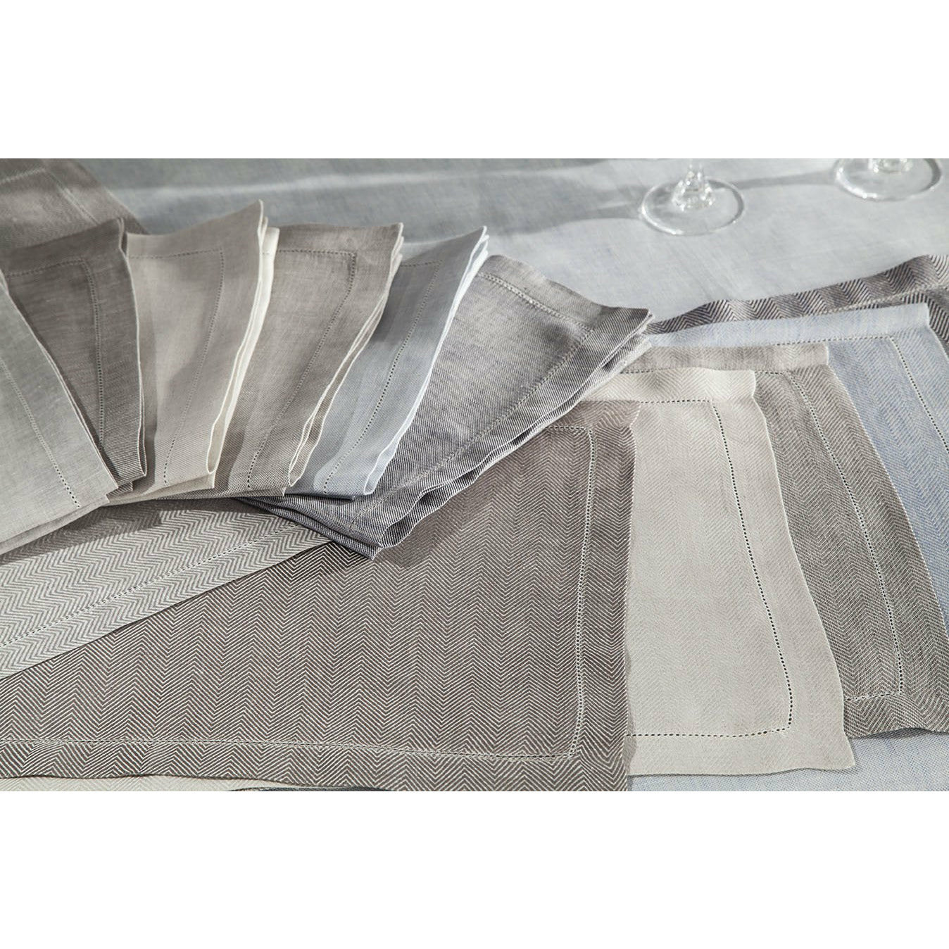 Light Grey Cotton Napkins, Silver Frayed Linen Napkins, Cloth