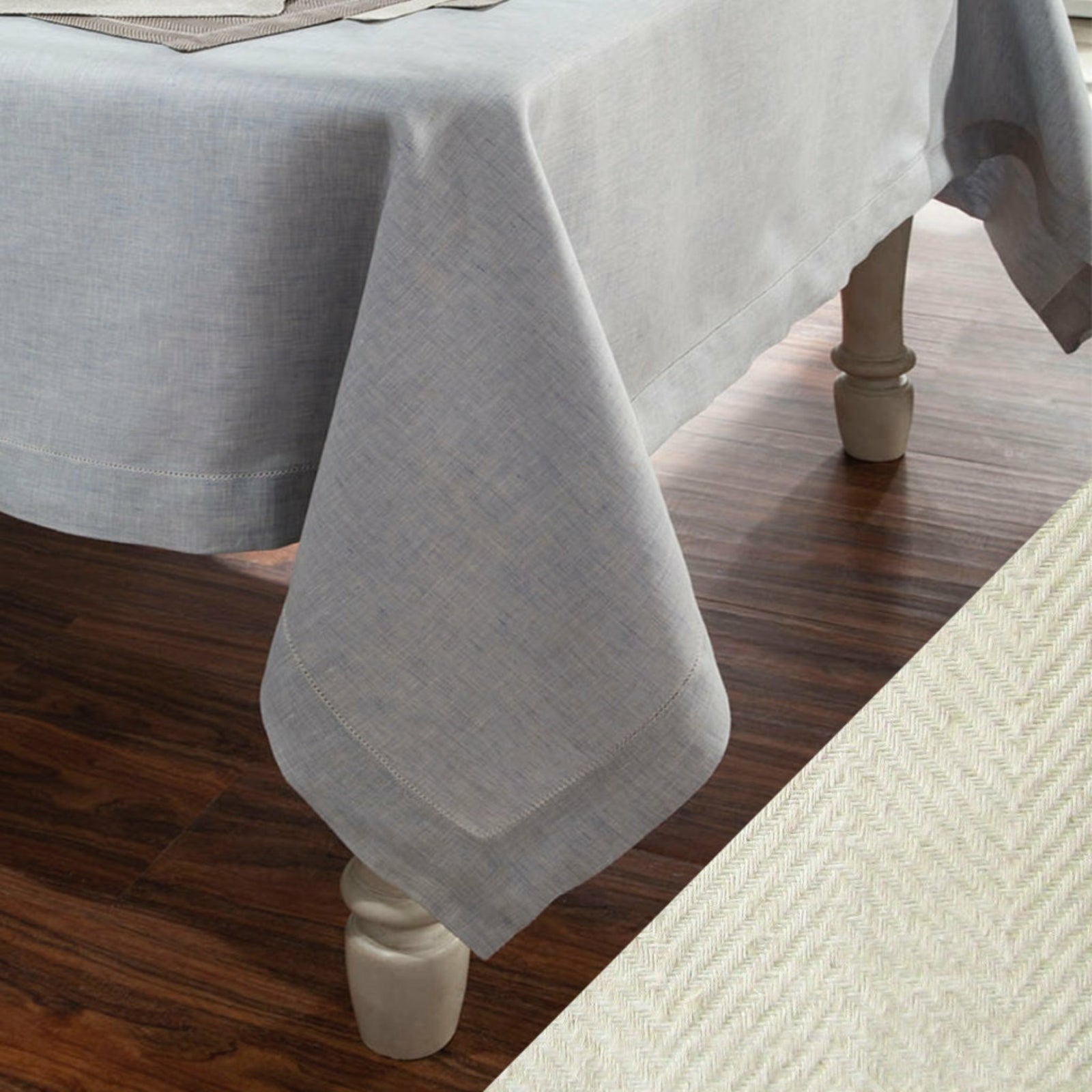 Home Treasures Zebra Table Fine Linens Main Antique Cream Herringbone