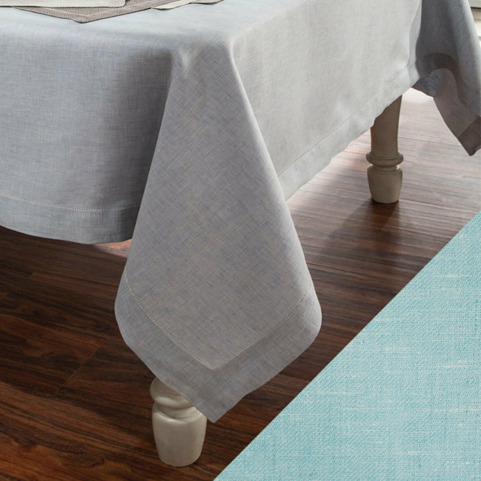 Home Treasures Zebra Table Fine Linens Main Aqua Solid