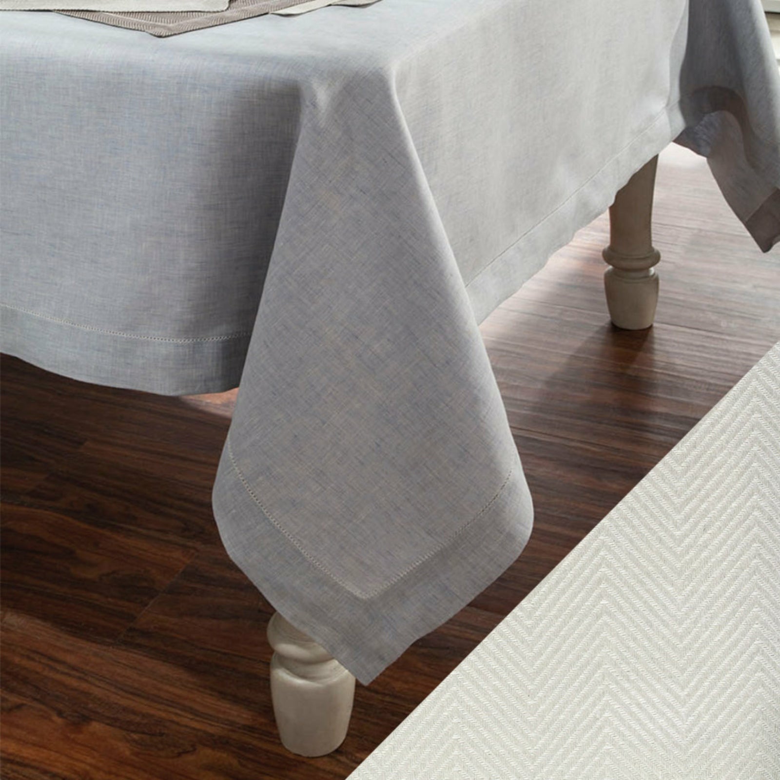 Home Treasures Zebra Table Fine Linens Ivory Herringbone