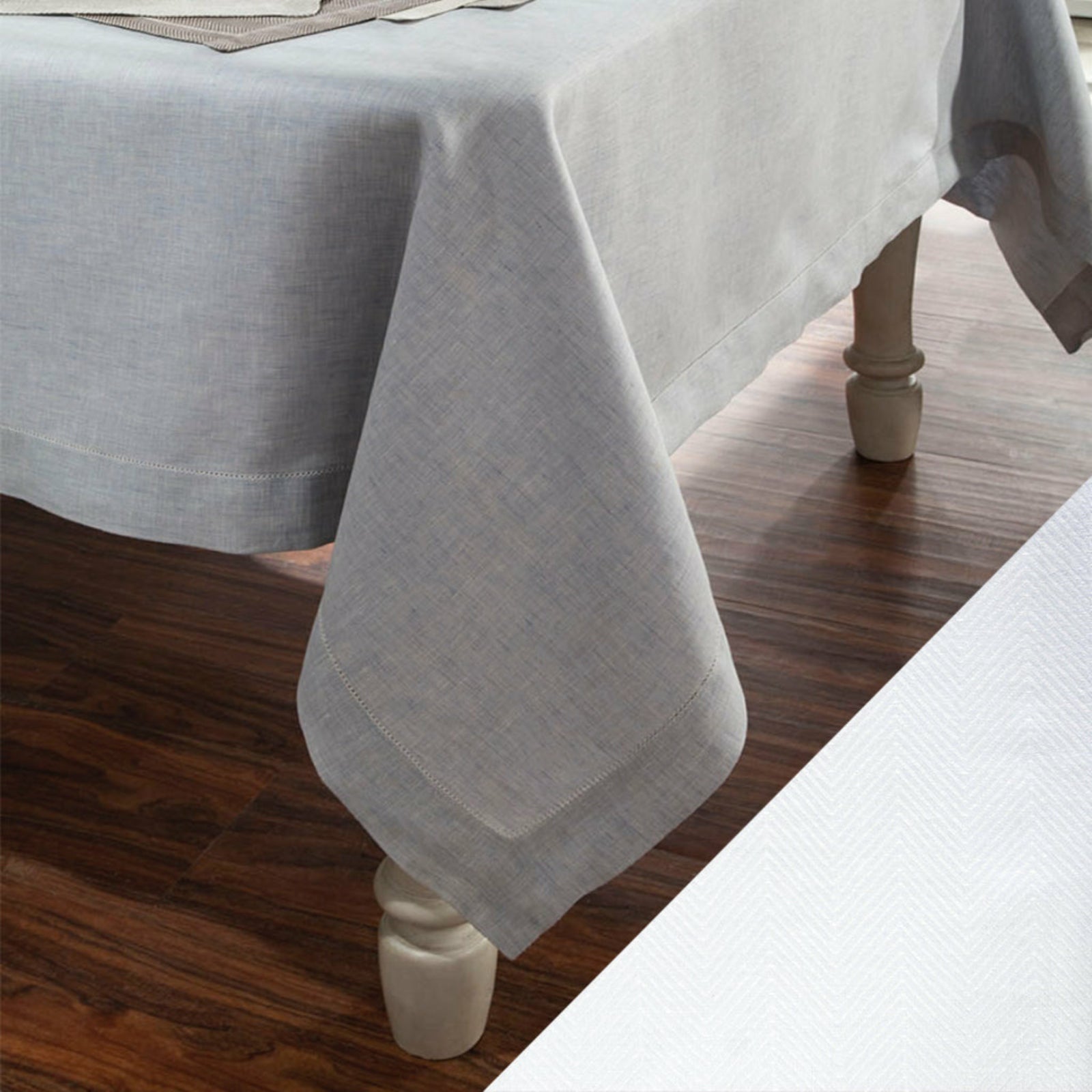 Home Treasures Zebra Table Fine Linens White Herringbone
