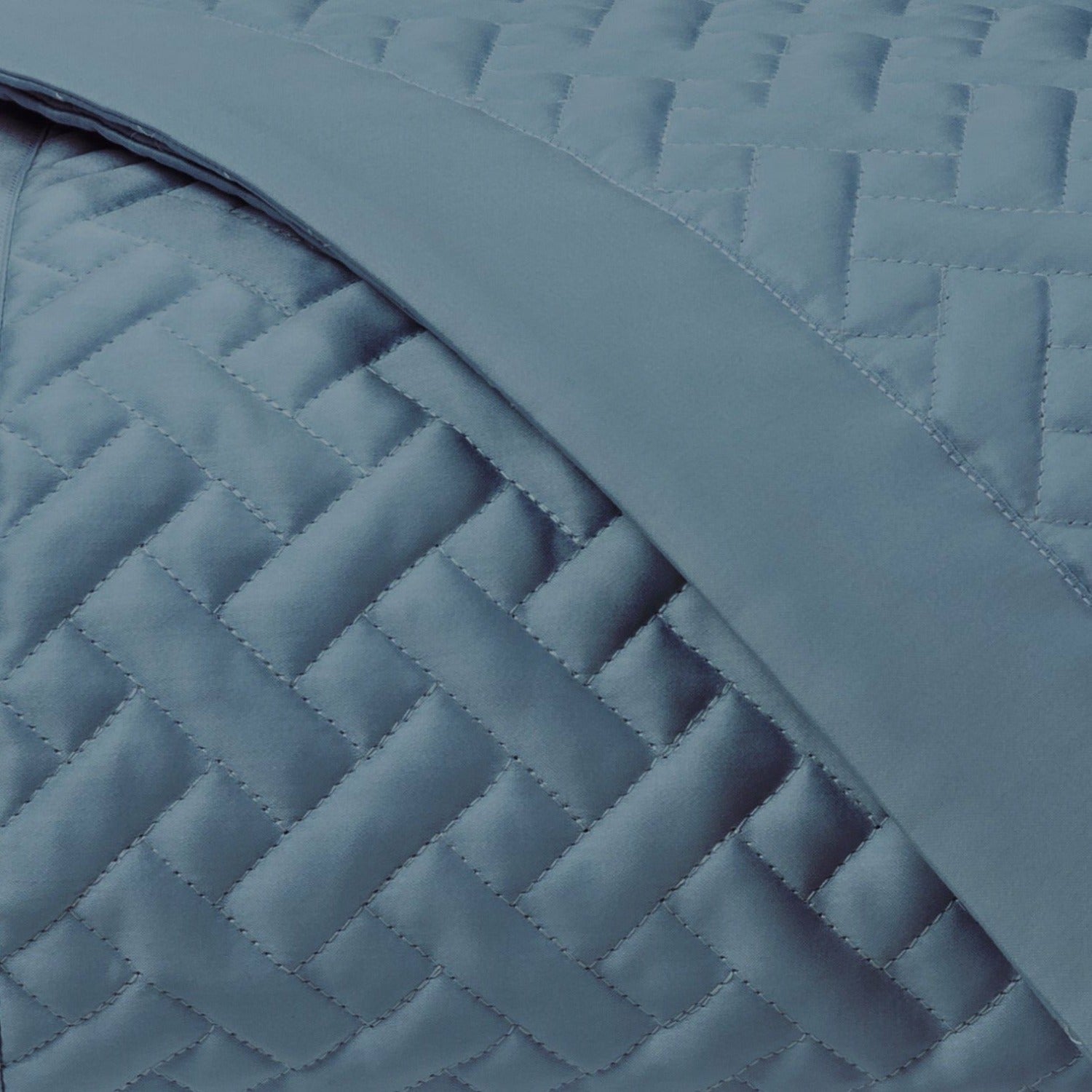 Home Treasures Basketweave Quilted Bedding Fine Linens Slate Blue