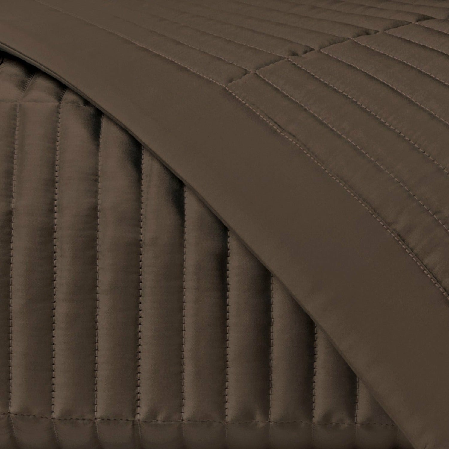 Home Treasures Channel Pattern Quilted Bedding Chocolate Fine Linens