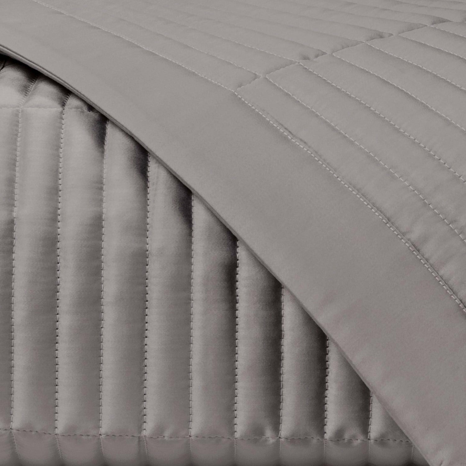 Home Treasures Channel Pattern Quilted Bedding Chrome Fine Linens