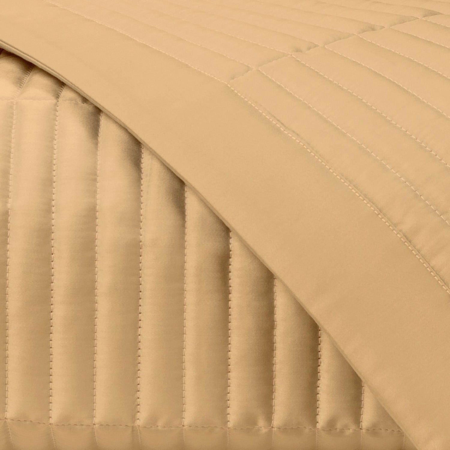 Home Treasures Channel Pattern Quilted Bedding Gold Fine Linens