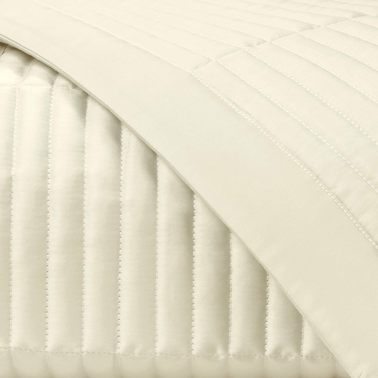 Home Treasures Channel Pattern Quilted Bedding Ivory Fine Linens