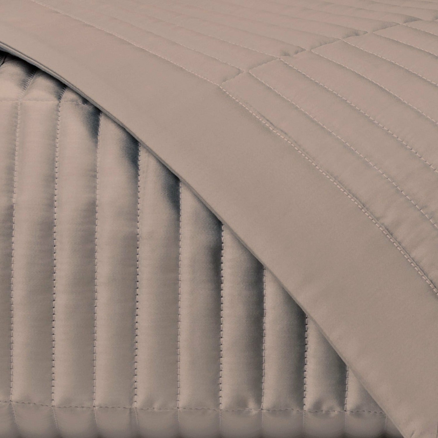 Home Treasures Channel Pattern Quilted Bedding Mist Gray Fine Linens