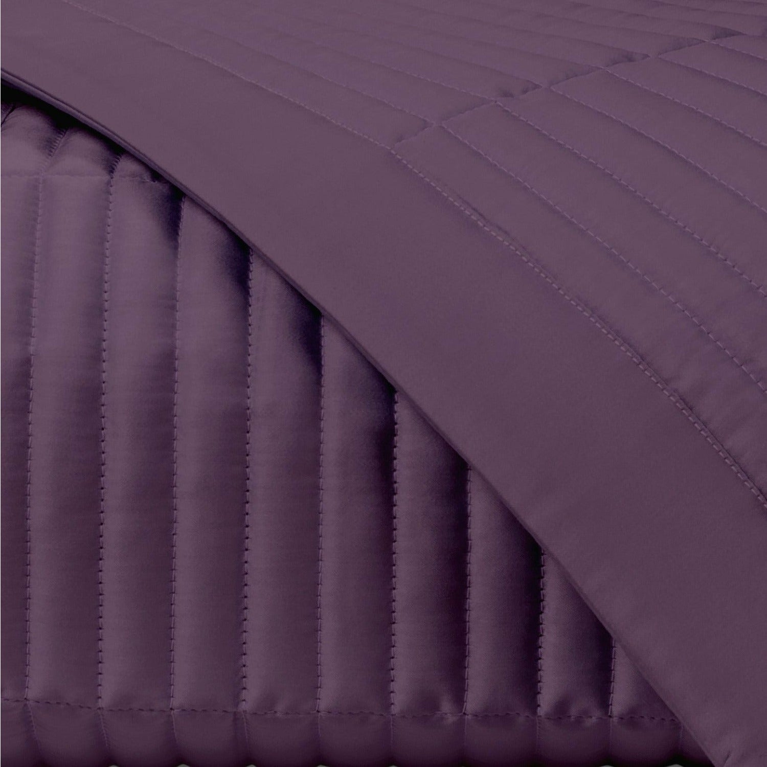 Home Treasures Channel Pattern Quilted Bedding Purple Fine Linens
