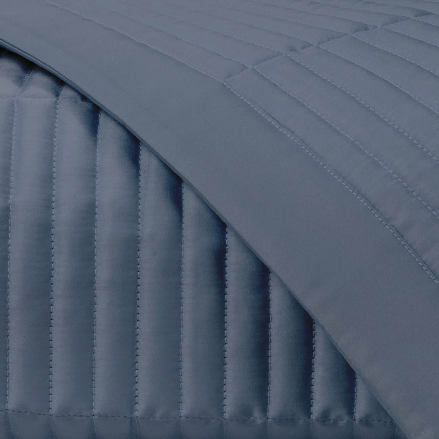 Home Treasures Channel Pattern Quilted Bedding Stone Blue Fine Linens