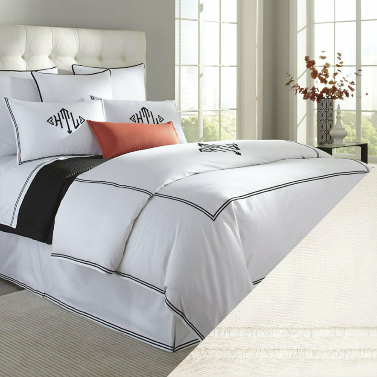 Home Treasures Madison Royal Sateen Hotel Bedding Ivory/Ivory Fine Linens