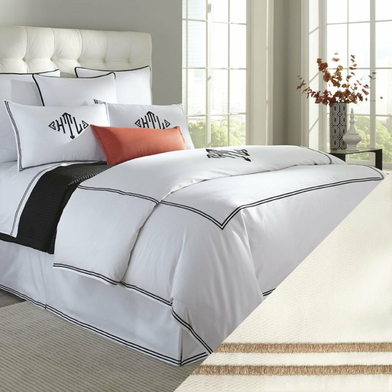 Home Treasures Madison Royal Sateen Hotel Bedding Ivory/Mocha Fine Linens