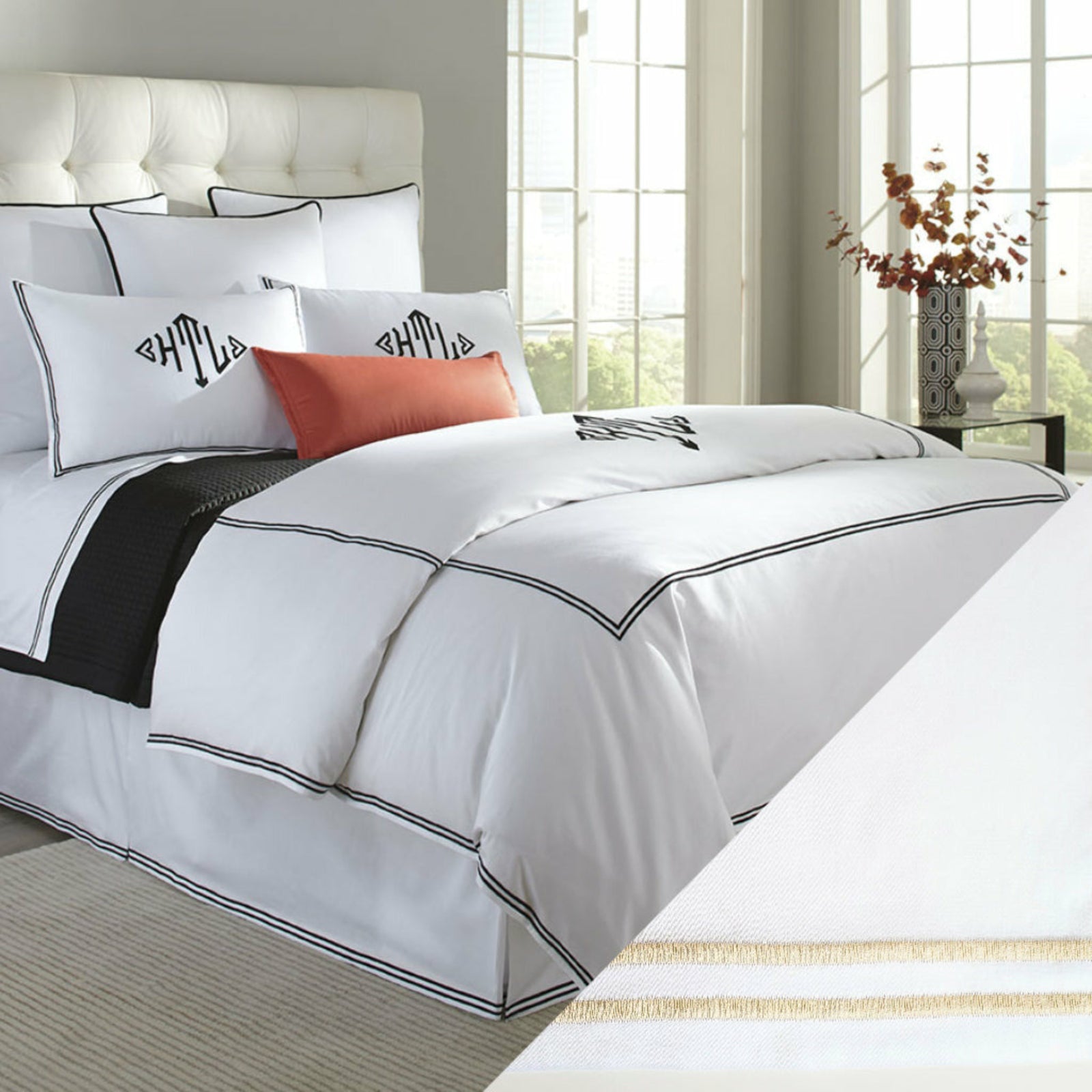 Home Treasures Madison Royal Sateen Hotel Bedding  White/Ecru Fine Linens