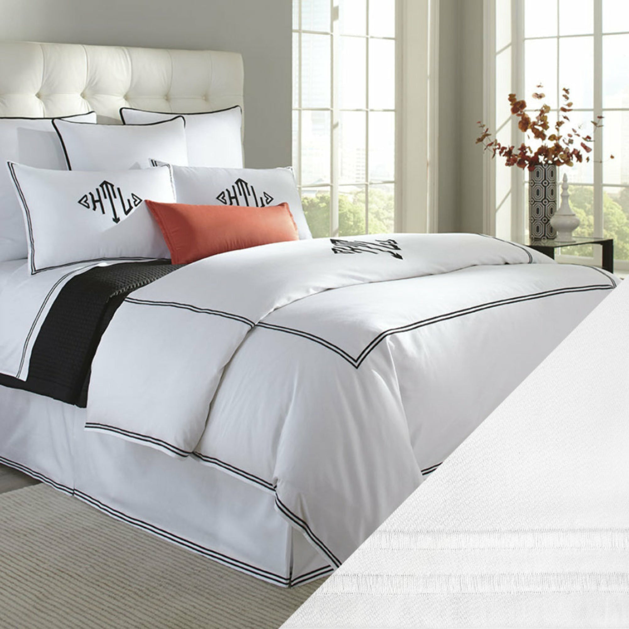 Home Treasures Madison Royal Sateen Hotel Bedding White/White Fine Linens