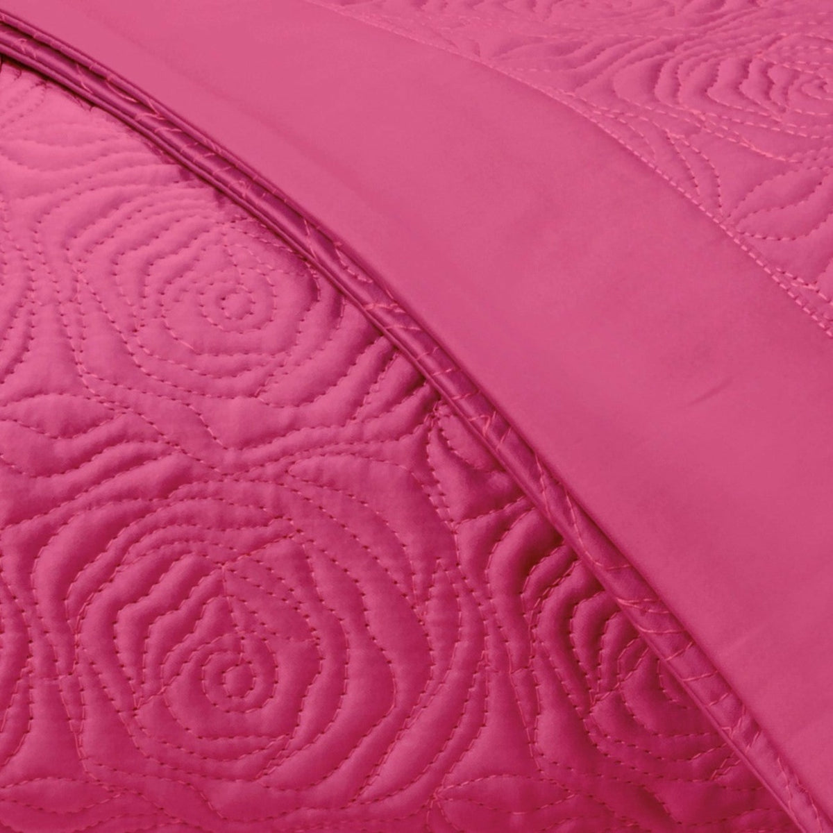 Home Treasures Roses Quilted Bedding Swatch Bright Pink Fine Linens