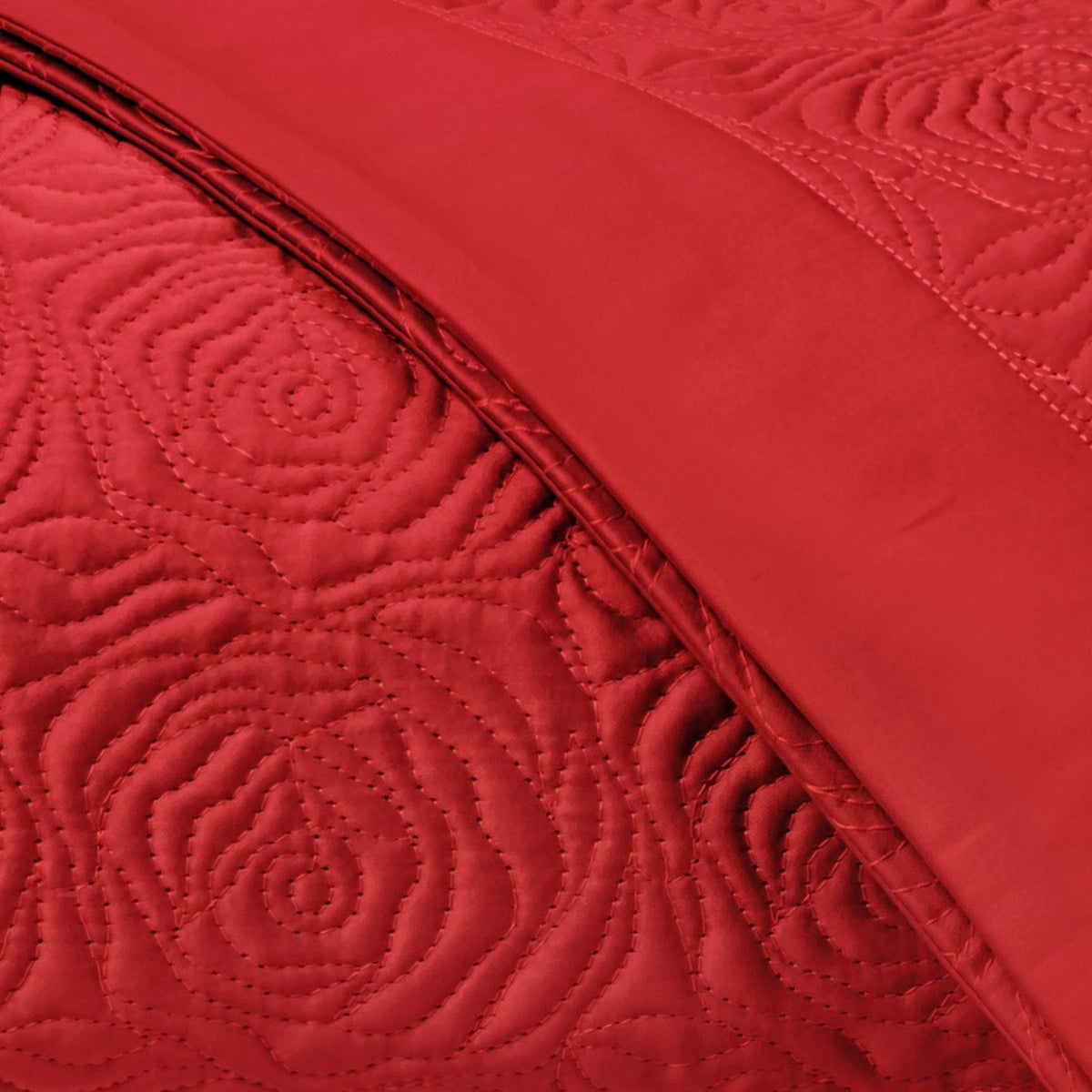 Home Treasures Roses Quilted Bedding Swatch Bright Red Fine Linens