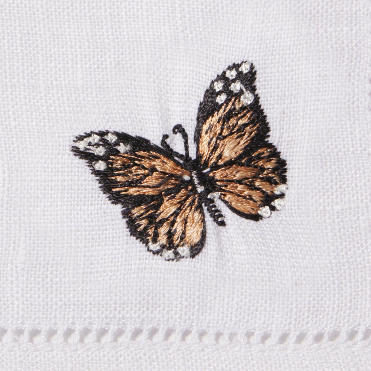 Sferra Insetti Embroidered Cocktail Napkins Swatch Butterfly Fine Linens