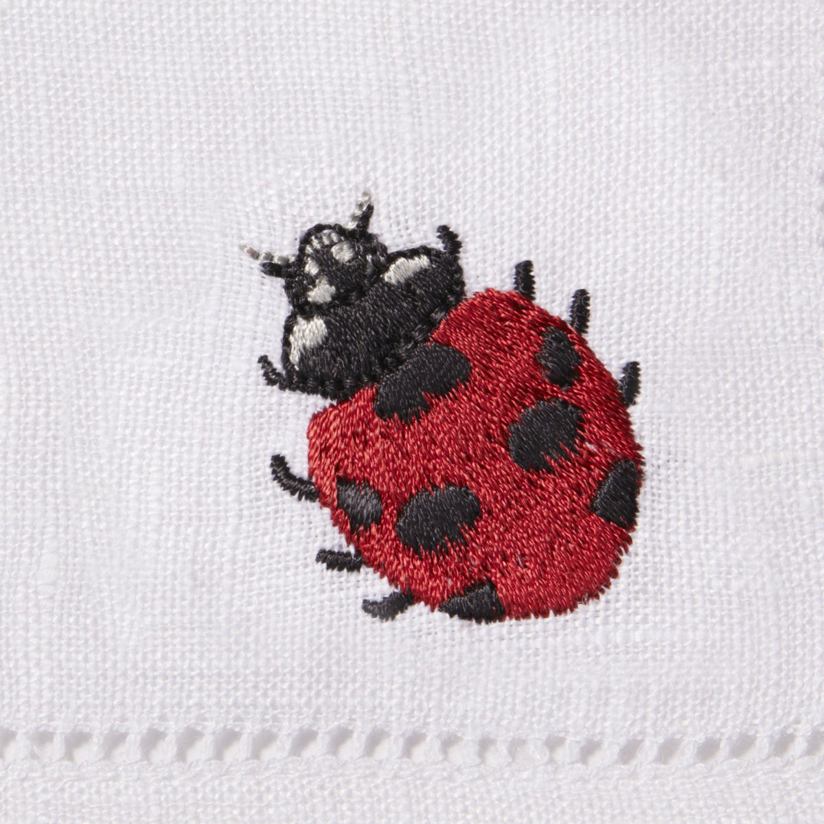Sferra Insetti Embroidered Cocktail Napkins Swatch Ladybug Fine Linens