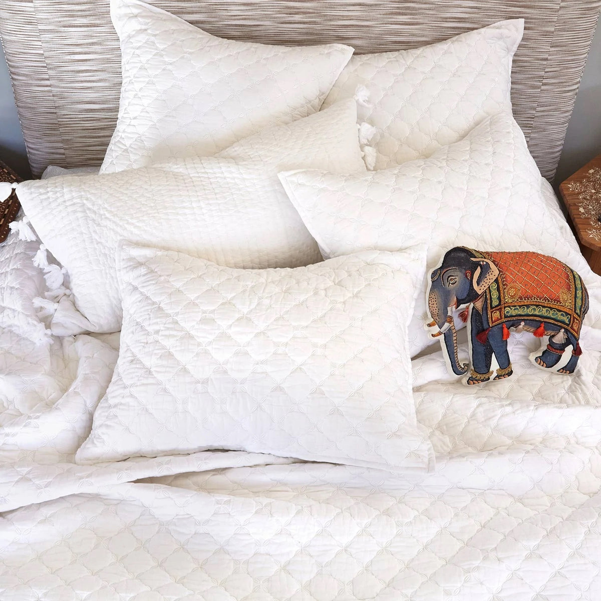 John Robshaw Layla Quilts and Shams Lifestyle White Fine Linens