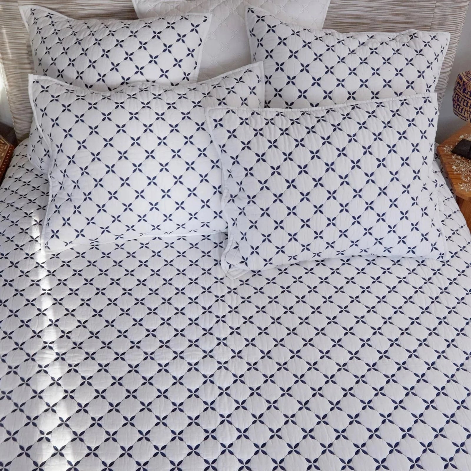 John Robshaw Layla Quilts and Shams Main Indigo Fine Linens